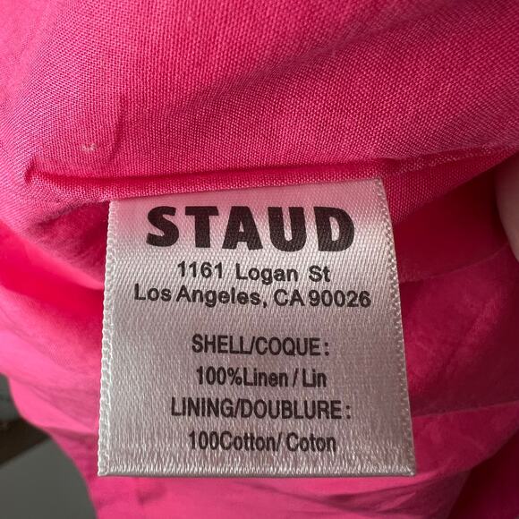 Staud Pink Matteo Cut Out Linen Midi Dress Size 0 - Picture 6 of 9